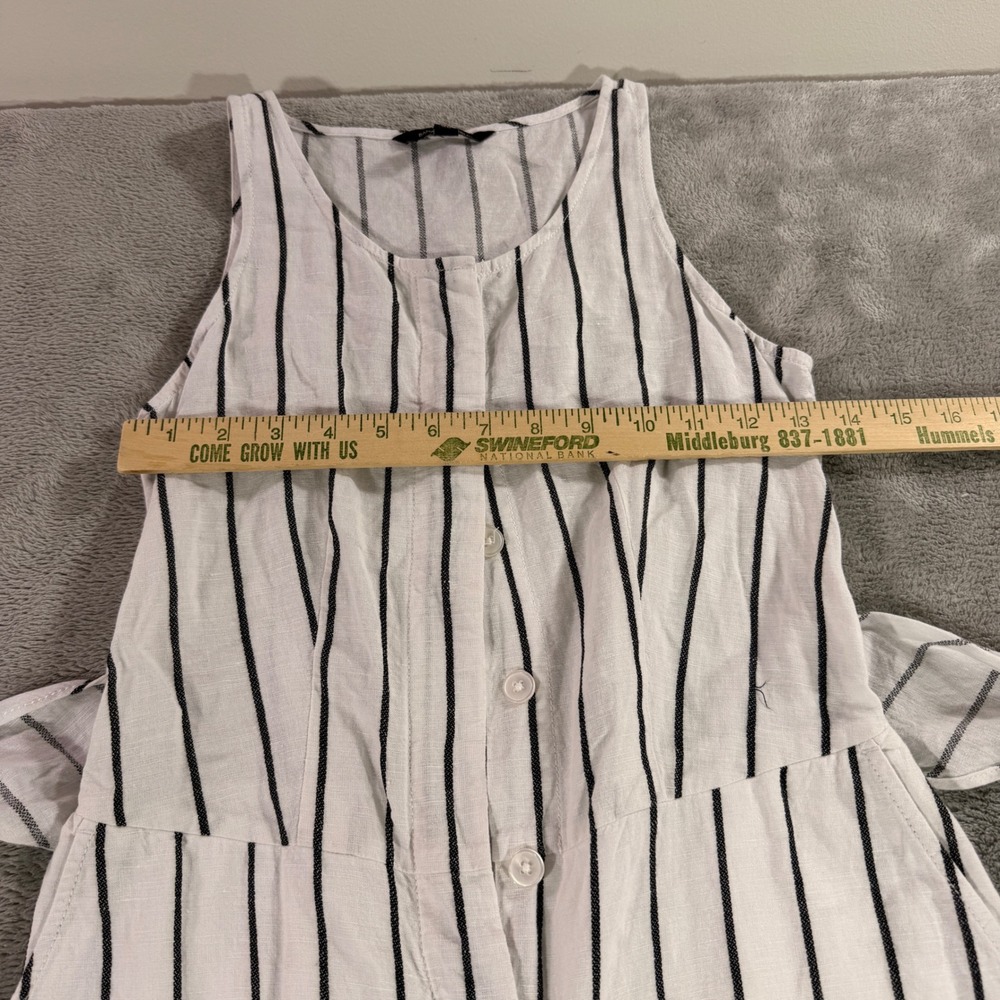 Banana Republic Jumpsuit Womens 00P White Black Stripe Linen Cotton Wide Leg - Picture 4 of 9